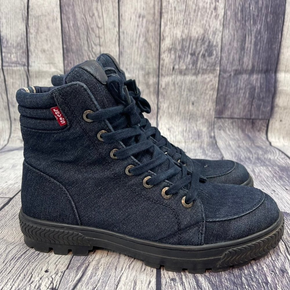 Levi's Richmond Navy Blue Denim Men's size 9.5 Lace up Mid top Shoes Boots